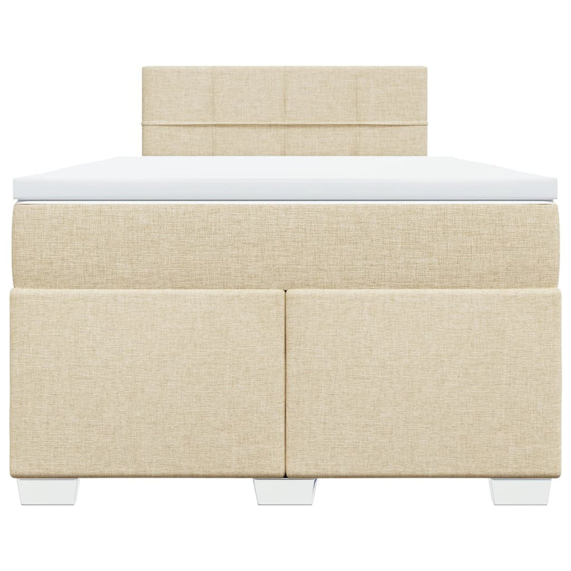Pat box spring cu saltea, crem, 120x200 cm, textil
