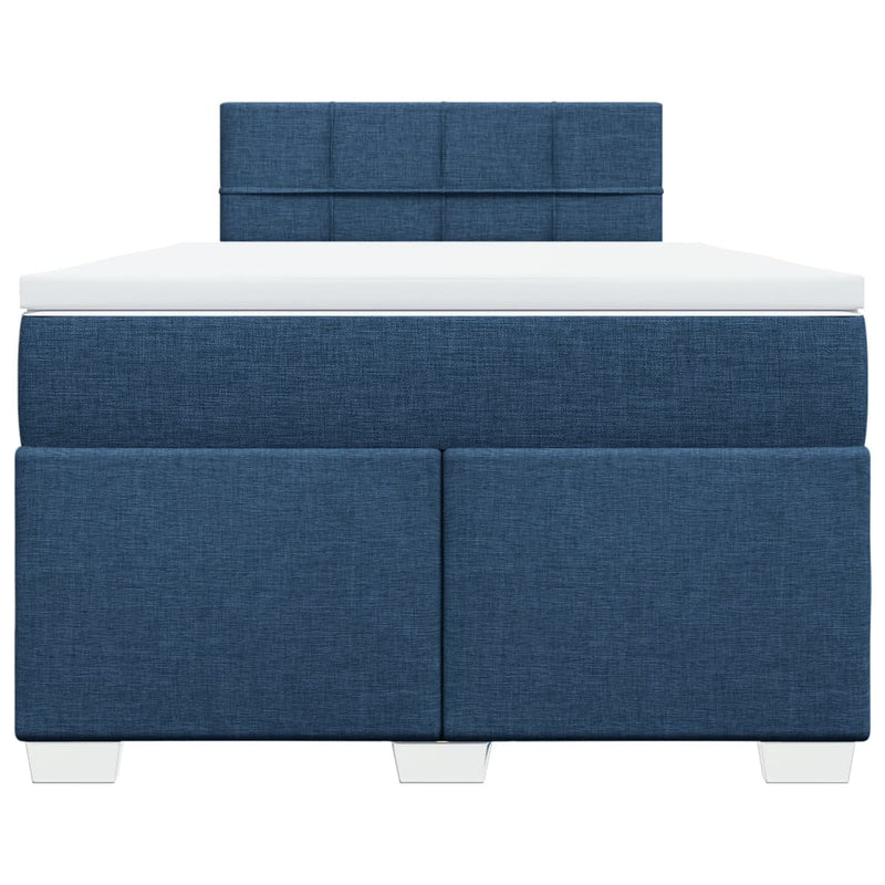 Pat box spring cu saltea, albastru, 120x200 cm, textil