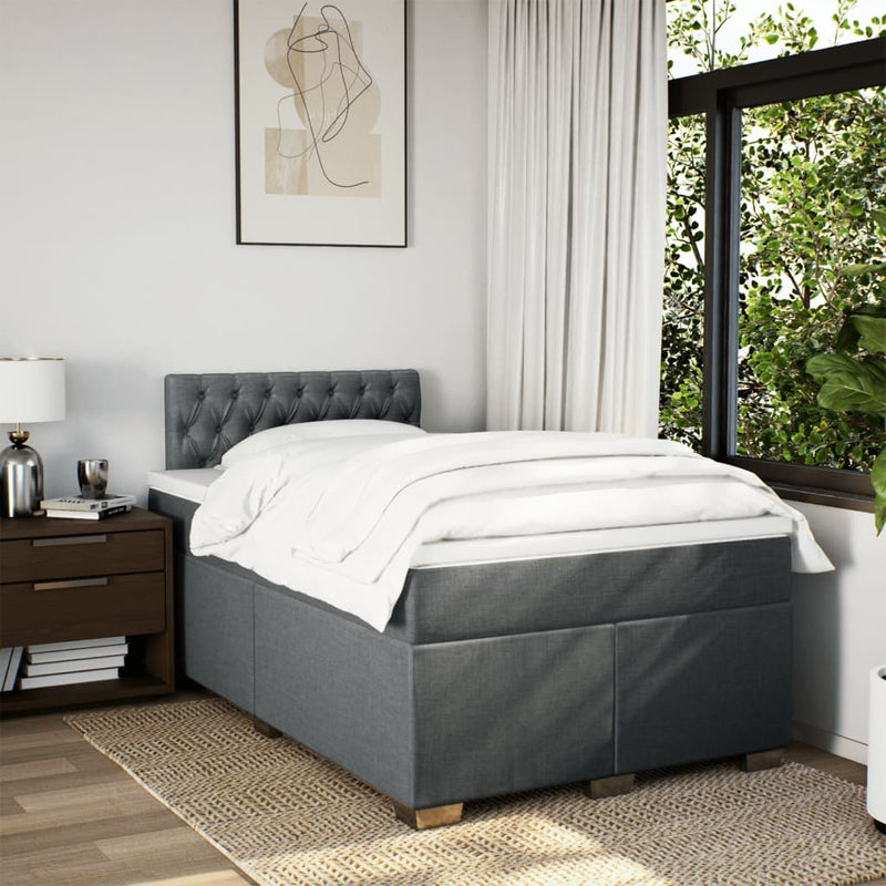 Pat box spring cu saltea, gri închis, 120x200 cm, textil