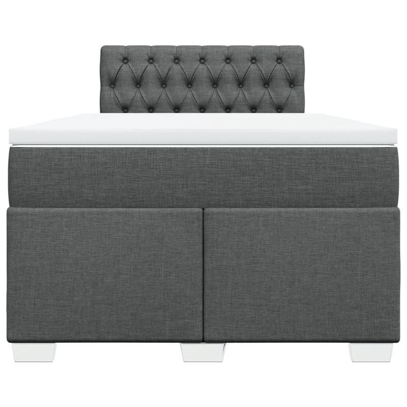 Pat box spring cu saltea, gri închis, 120x200 cm, textil
