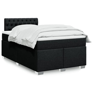 Pat box spring cu saltea, negru, 120x200 cm, textil