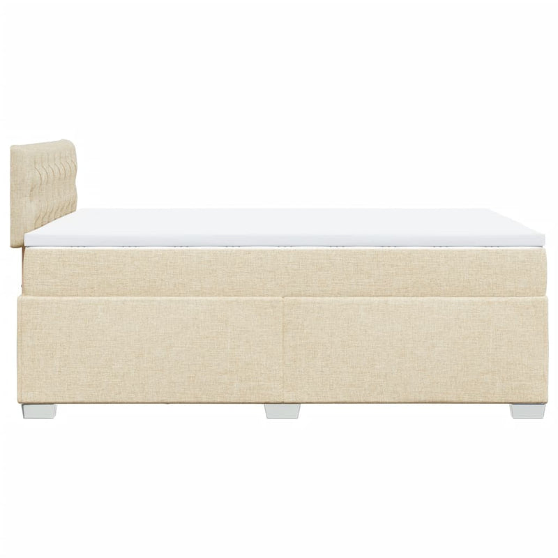 Pat box spring cu saltea, crem, 120x200 cm, textil