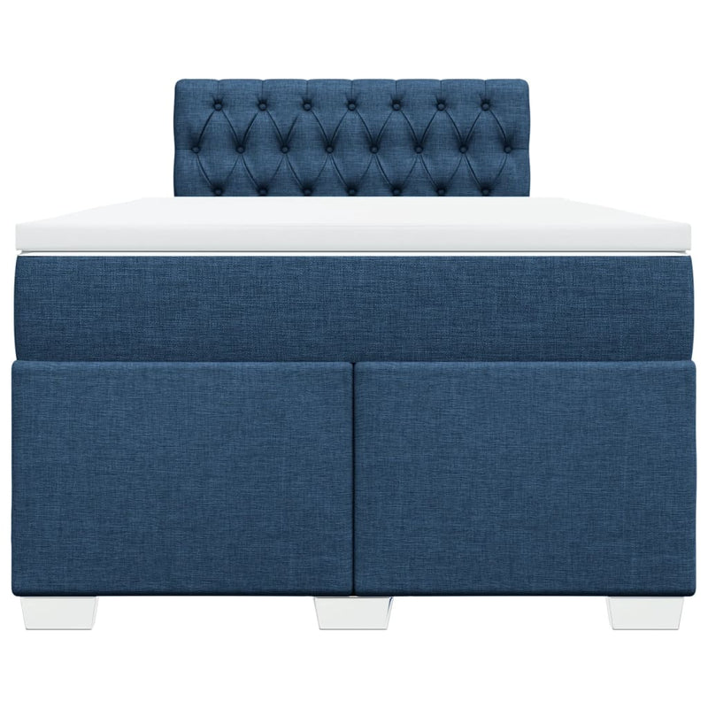 Pat box spring cu saltea, albastru, 120x200 cm, textil