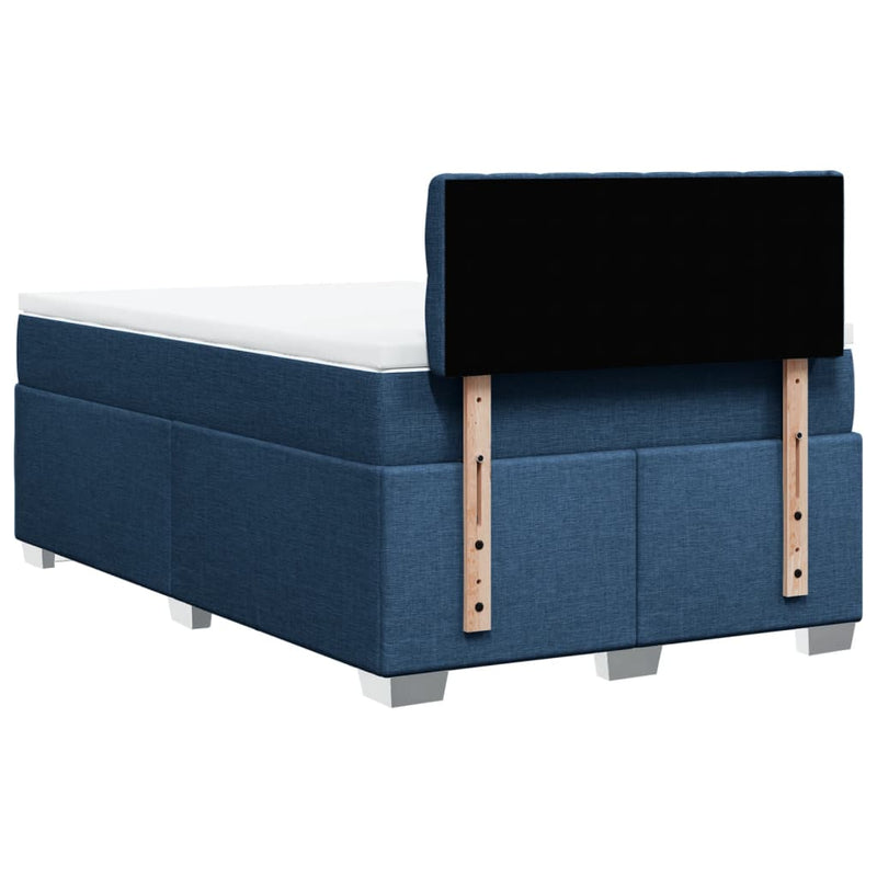 Pat box spring cu saltea, albastru, 120x200 cm, textil