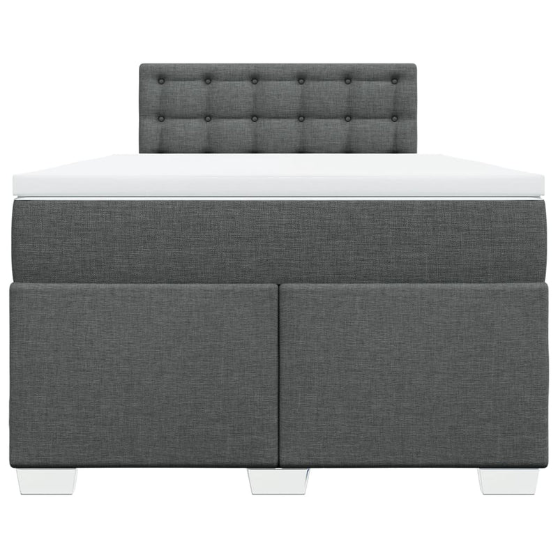 Pat box spring cu saltea, gri închis, 120x200 cm, textil