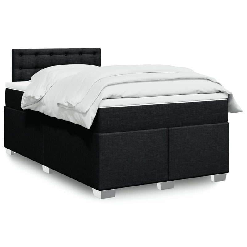 Pat box spring cu saltea, negru, 120x200 cm, textil