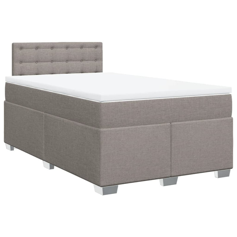 Pat box spring cu saltea, gri taupe, 120x200 cm, textil