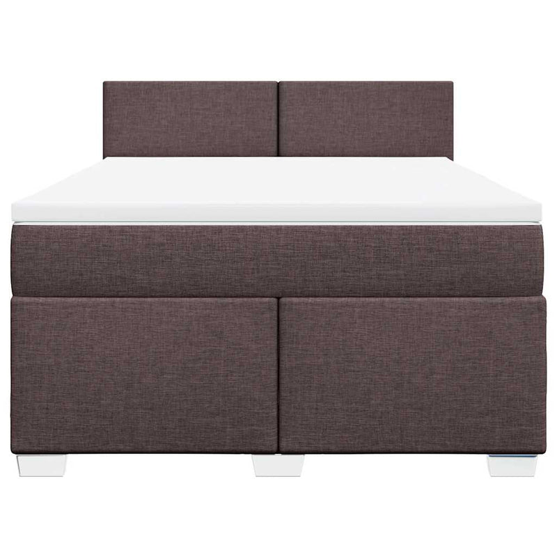 Pat box spring cu saltea, maro închis, 140x200 cm, textil