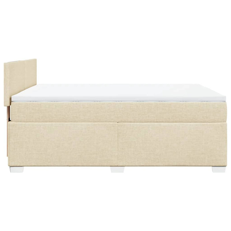 Pat box spring cu saltea, crem, 140x200 cm, textil