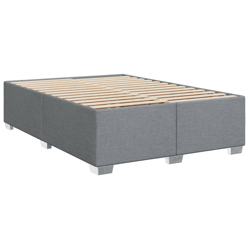 Pat box spring cu saltea, gri deschis, 140x190 cm, textil