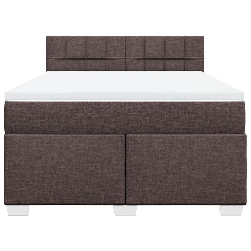 Pat box spring cu saltea, maro închis, 140x200 cm, textil