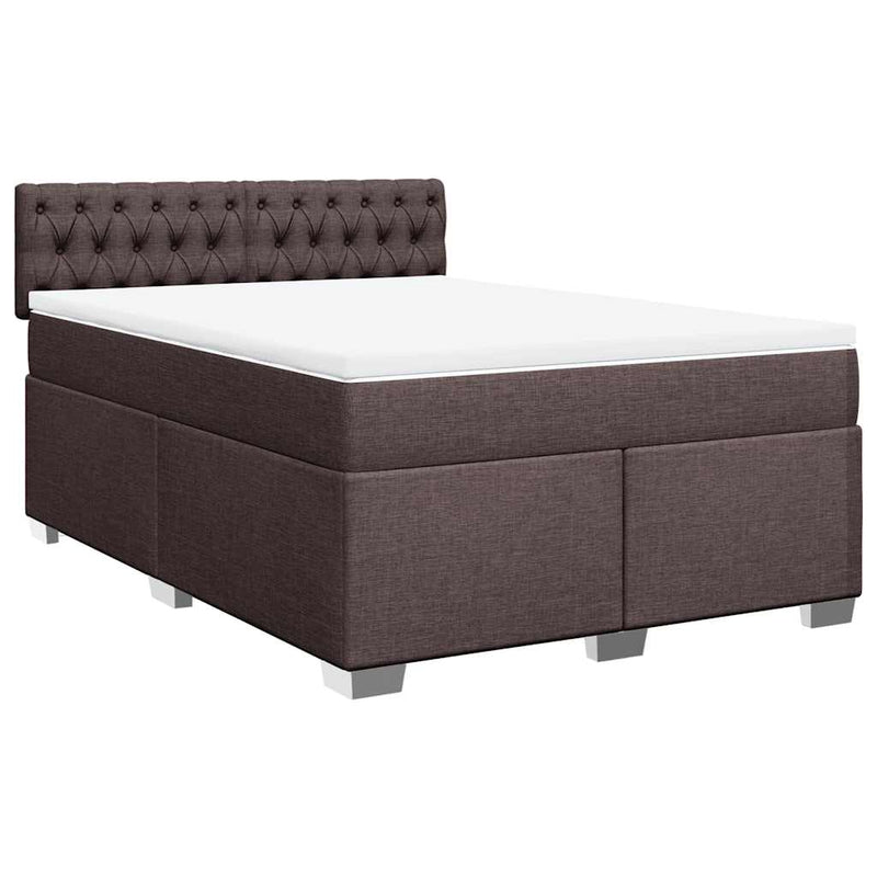 Pat box spring cu saltea, maro închis, 140x200 cm, textil