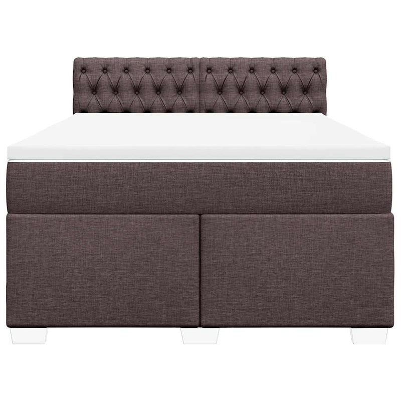 Pat box spring cu saltea, maro închis, 140x200 cm, textil
