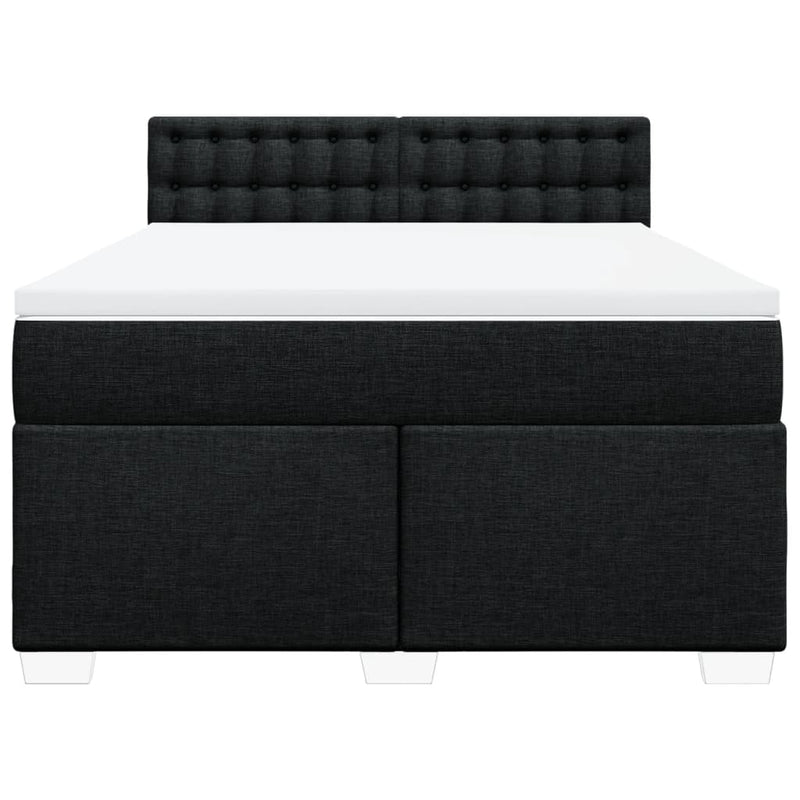 Pat box spring cu saltea, negru, 140x190 cm, textil