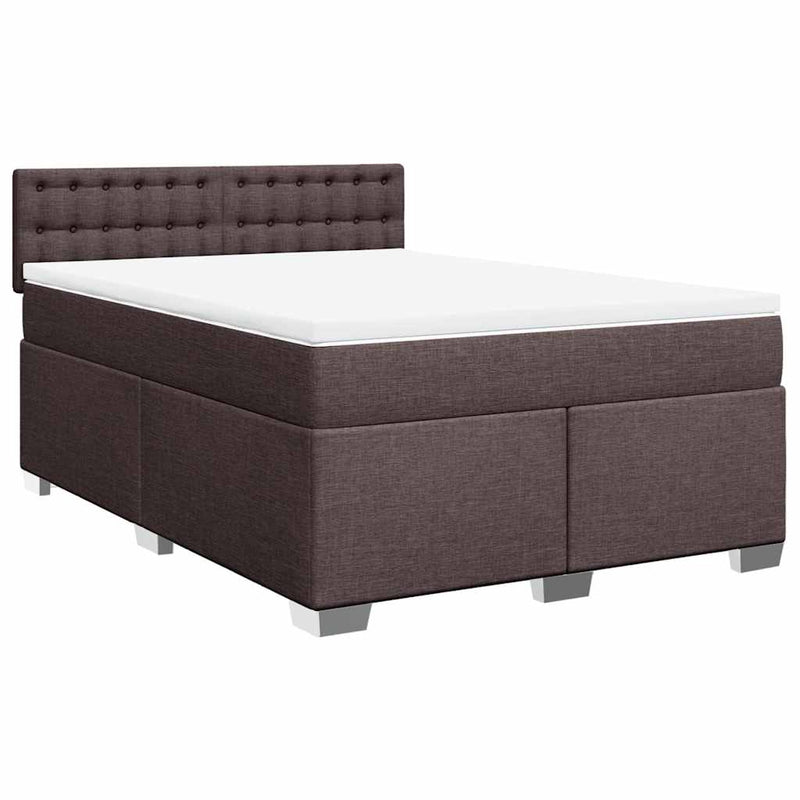 Pat box spring cu saltea, maro închis, 140x200 cm, textil