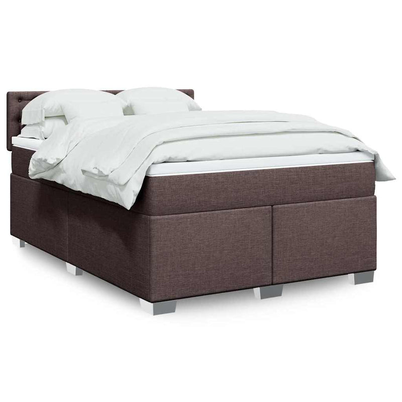 Pat box spring cu saltea, maro închis, 140x200 cm, textil