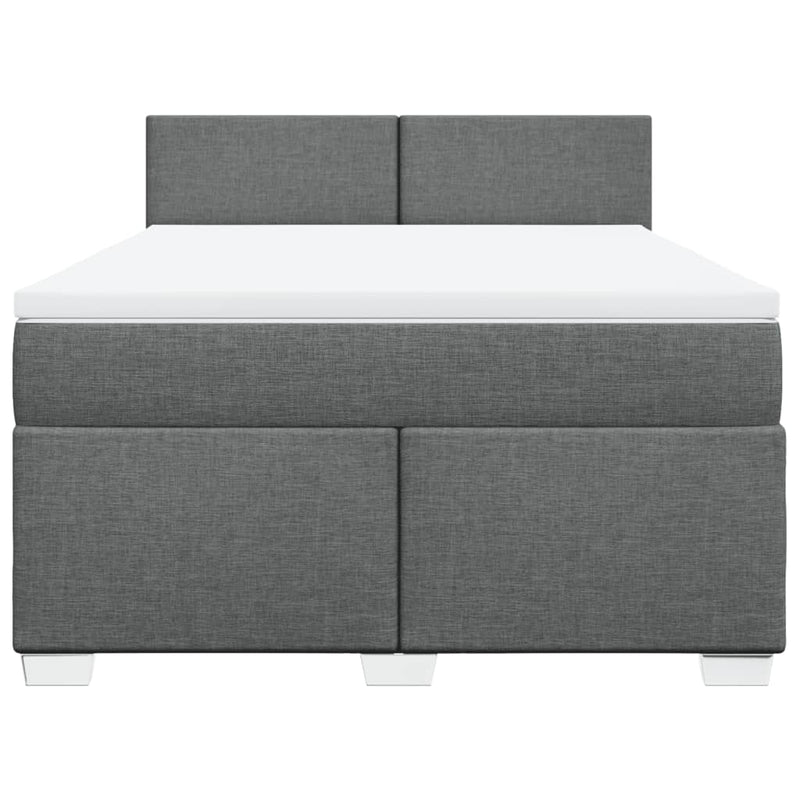 Pat box spring cu saltea, gri închis, 140x200 cm, textil