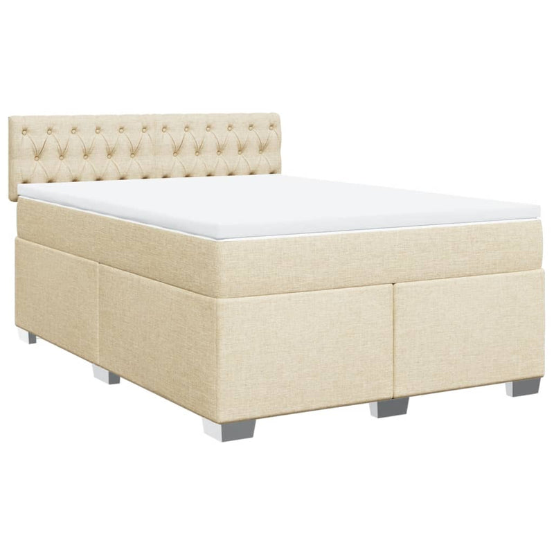 Pat continental cu saltea, crem, 140x200 cm, material textil