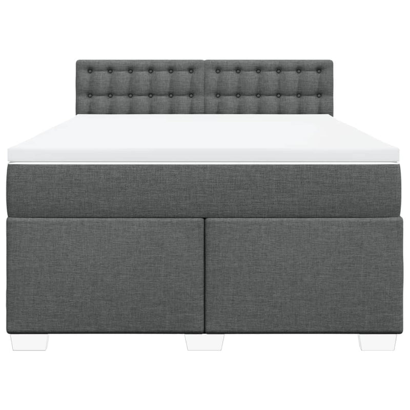 Pat box spring cu saltea, gri închis, 140x200 cm, textil