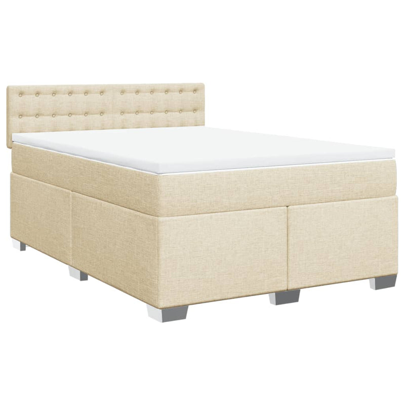 Pat continental cu saltea, crem, 140x200 cm, material textil