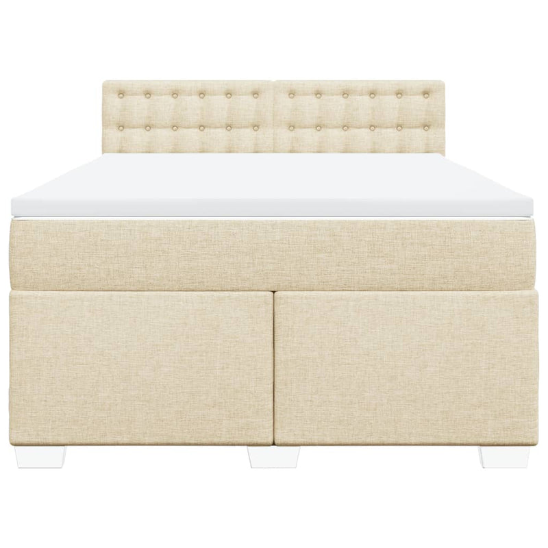 Pat continental cu saltea, crem, 140x200 cm, material textil