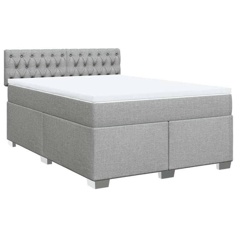 Pat continental cu saltea, gri deschis, 160x200 cm, textil