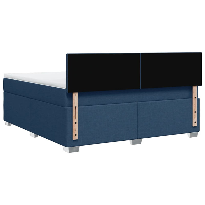 Pat box spring cu saltea, albastru, 180x200 cm, material textil
