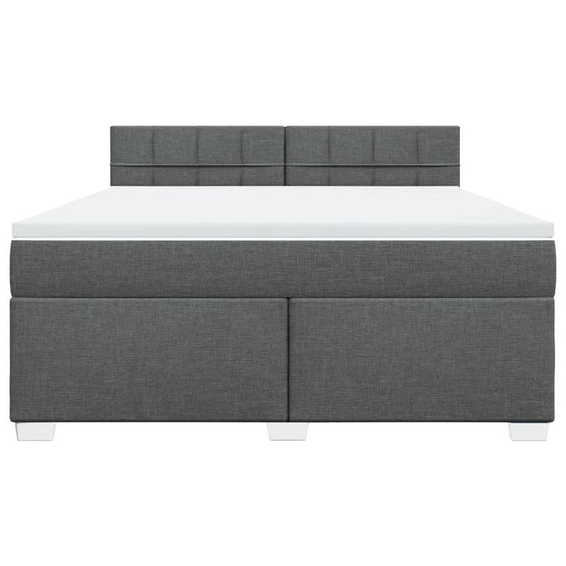 Pat box spring cu saltea, gri închis, 180x200 cm, textil
