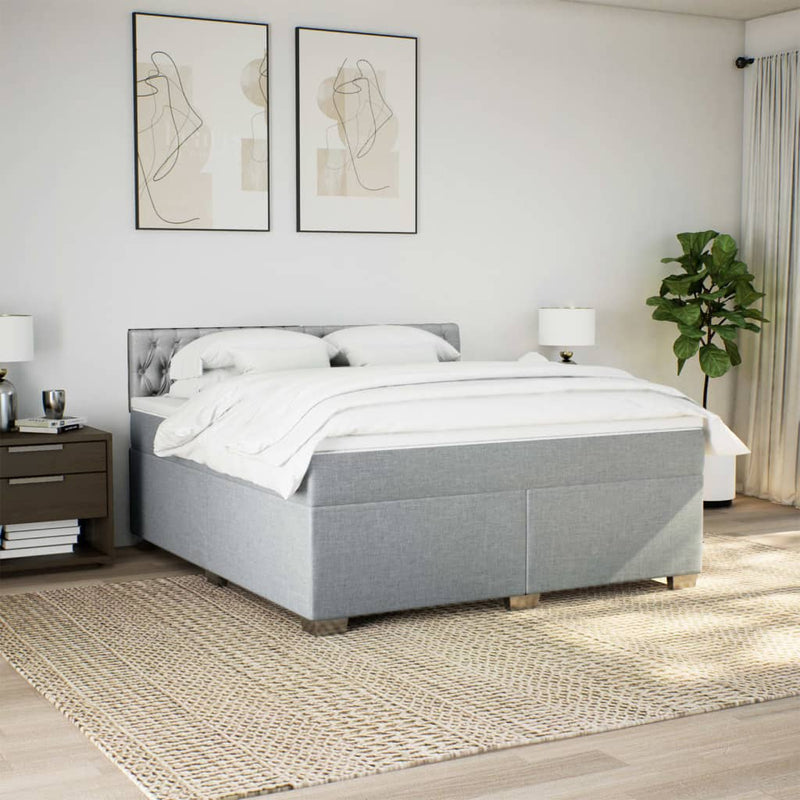 Pat continental, gri deschis, 180x200 cm, material textil