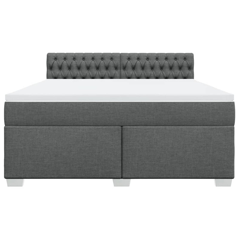 Pat box spring cu saltea, gri închis, 180x200 cm, textil