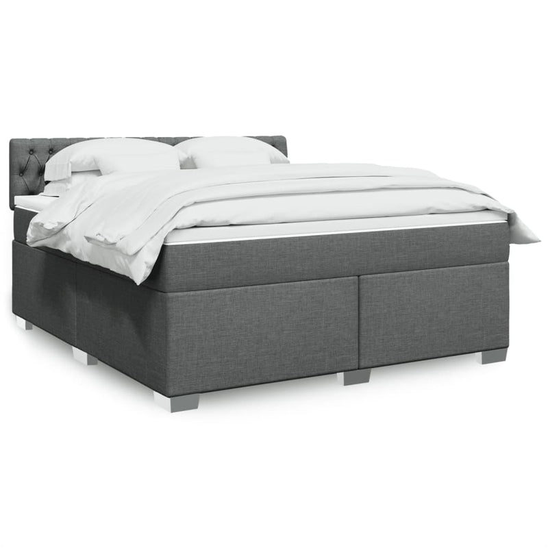 Pat box spring cu saltea, gri închis, 180x200 cm, textil