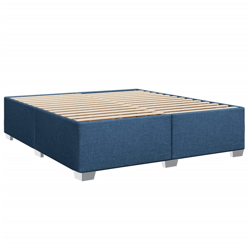 Pat box spring cu saltea, albastru, 180x200 cm, material textil