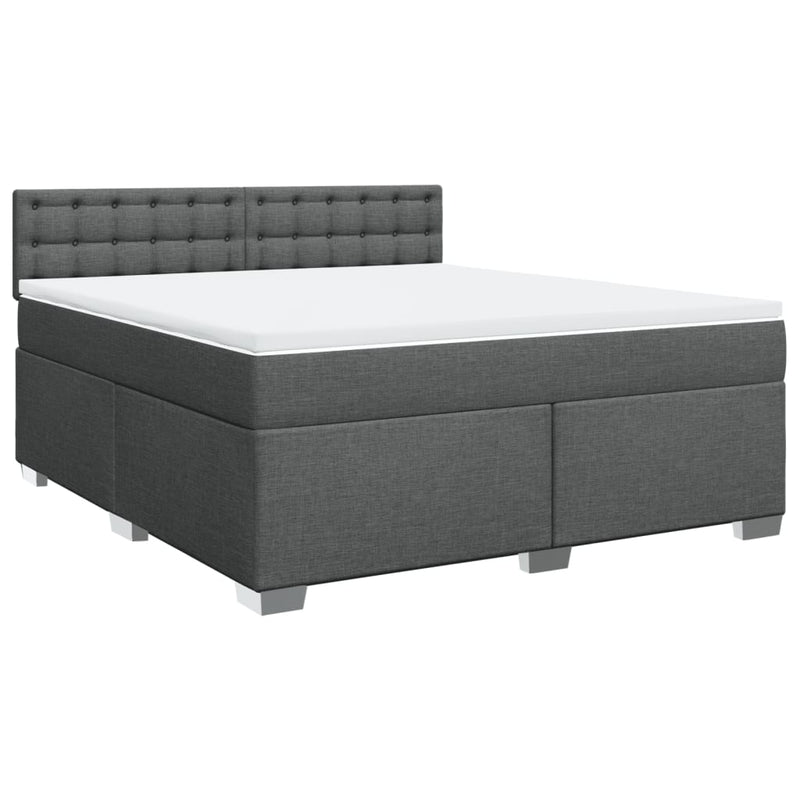 Pat box spring cu saltea, gri închis, 180x200 cm, textil