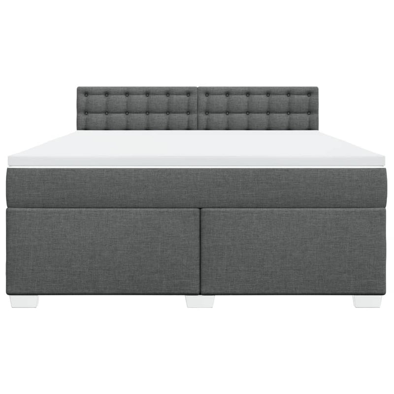 Pat box spring cu saltea, gri închis, 180x200 cm, textil