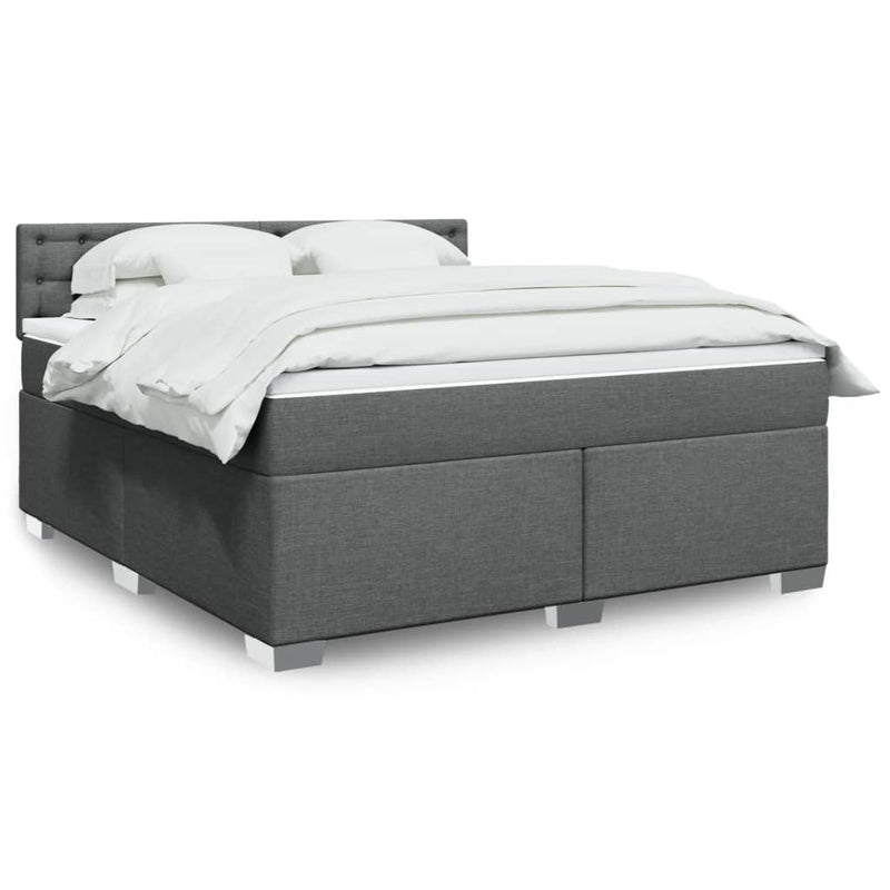 Pat box spring cu saltea, gri închis, 180x200 cm, textil