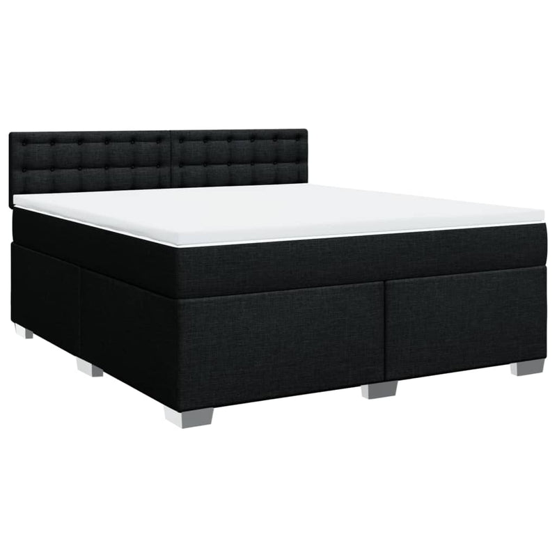 Pat box spring cu saltea, negru, 180x200 cm, catifea