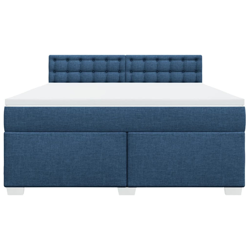 Pat box spring cu saltea, albastru, 180x200 cm, material textil