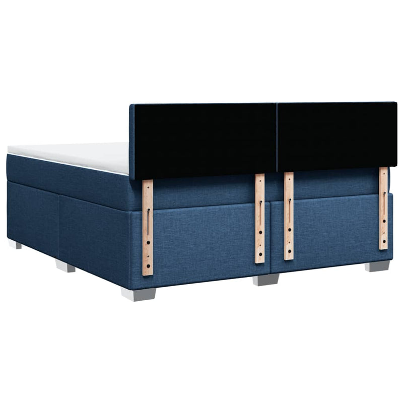 Pat box spring cu saltea, albastru, 180x200 cm, material textil