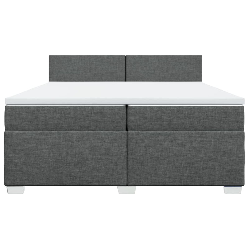 Pat box spring cu saltea, gri închis, 200x200 cm, textil