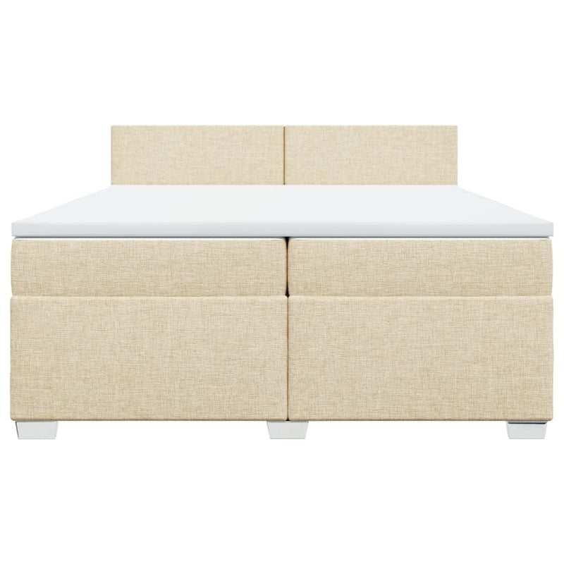 Pat box spring cu saltea, crem, 200x200 cm, textil