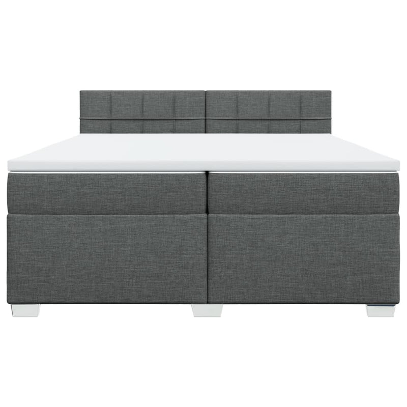 Pat box spring cu saltea, gri închis, 200x200 cm, textil