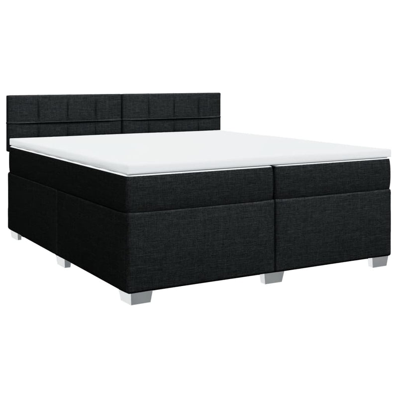 Pat box spring cu saltea, negru, 200x200 cm, textil