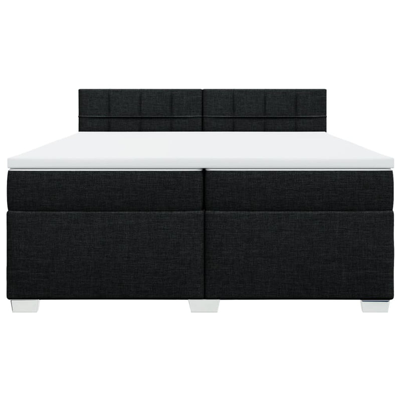 Pat box spring cu saltea, negru, 200x200 cm, textil