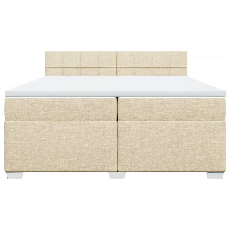 Pat box spring cu saltea, crem, 200x200 cm, textil