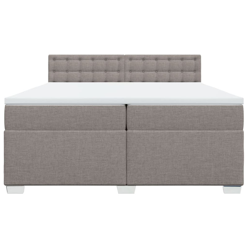 Pat box spring cu saltea, gri taupe, 200x200 cm, textil