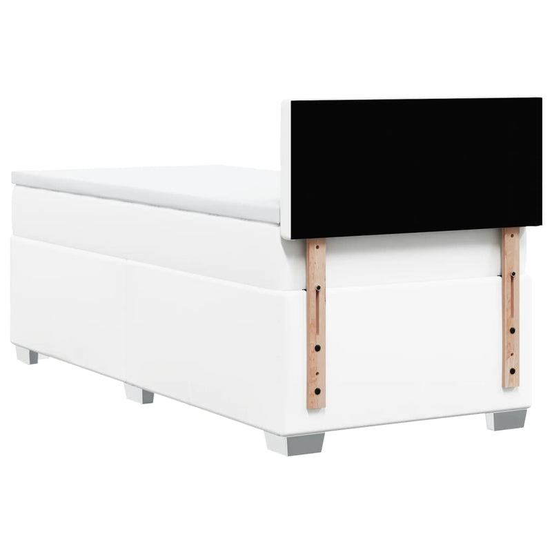 Pat box spring cu saltea, alb, 80x200 cm, piele ecologică