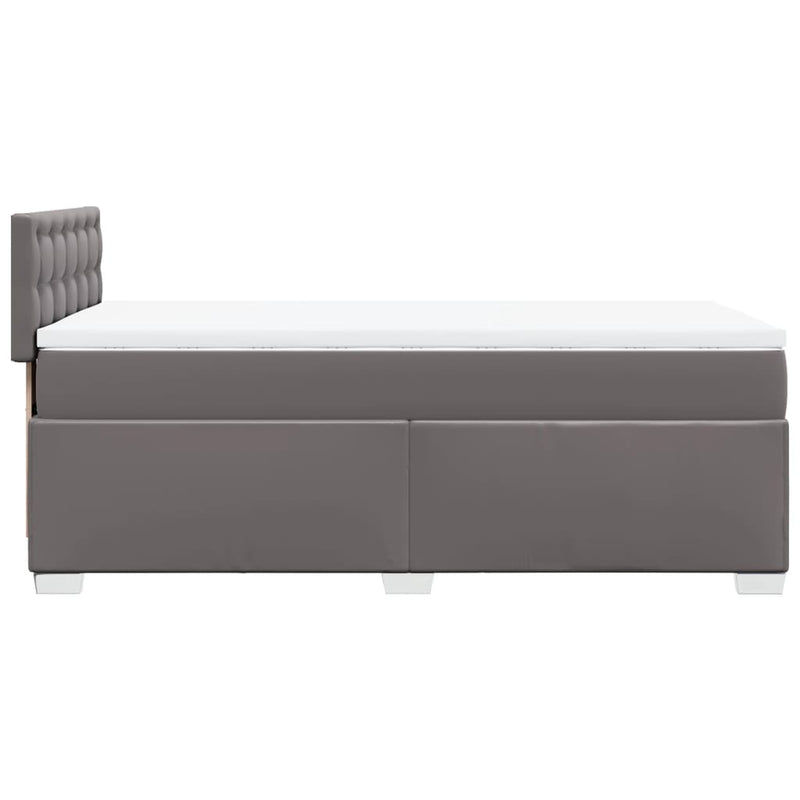 Pat box spring cu saltea, gri, 80x200 cm, piele ecologică