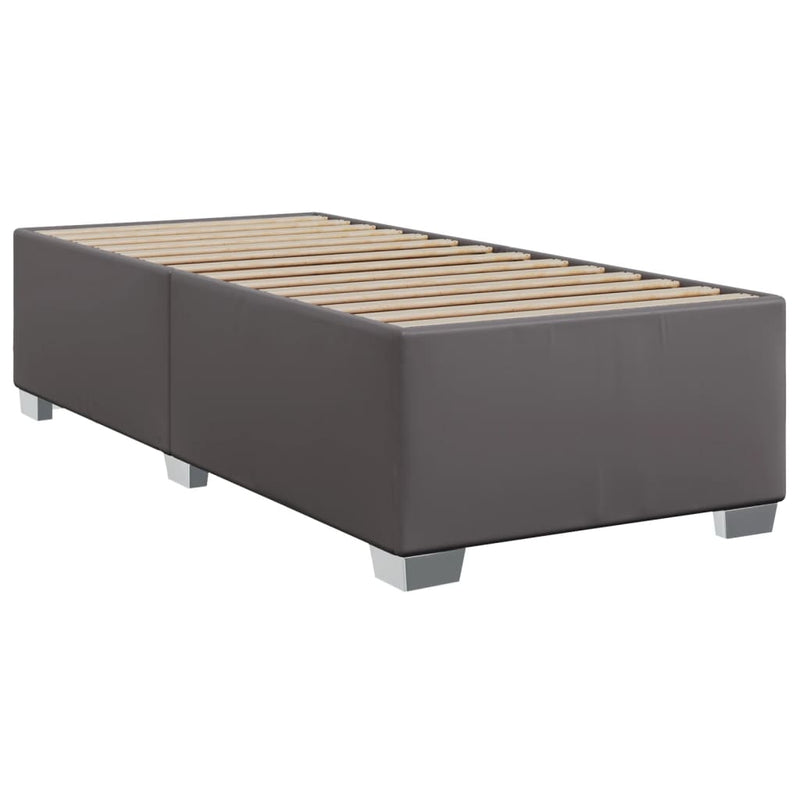 Pat box spring cu saltea, gri, 80x200 cm, piele ecologică