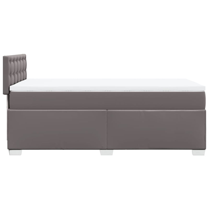 Pat box spring cu saltea, gri, 90x190 cm, piele ecologică