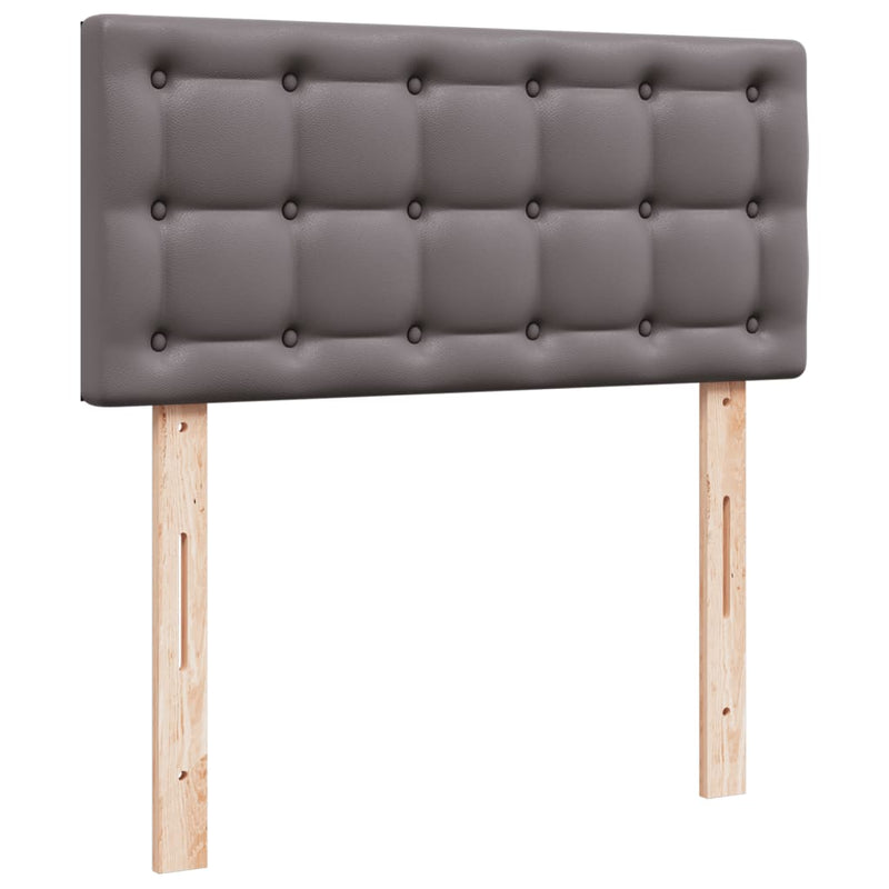 Pat box spring cu saltea, gri, 90x190 cm, piele ecologică